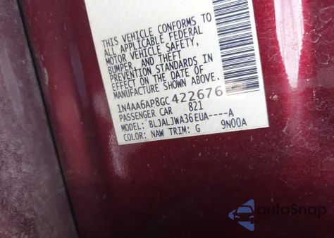 2016 Nissan Maxima 3.5 Sv from USA, damaged, VIN 1N4AA6AP8GC422676